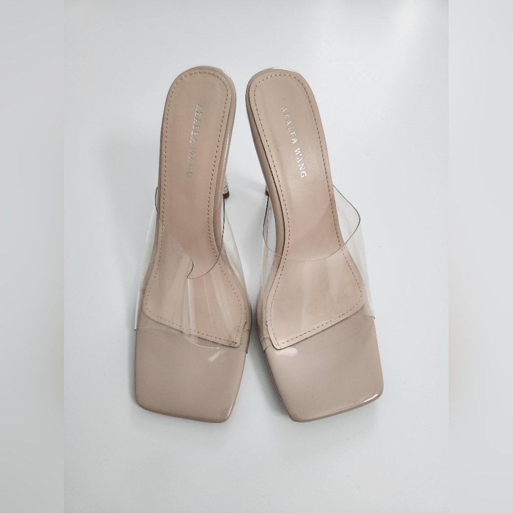 AZALEA WANG Clear Heel Sandal in Nude Women's Size 8 - Picture 5 of 10